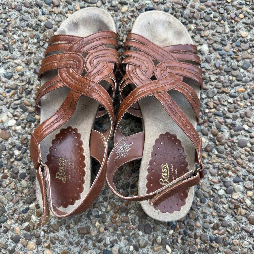 GH Bass Gretta Brown Strappy Slingback Wedge Sandals Womens 7.5‎ M 4128-200